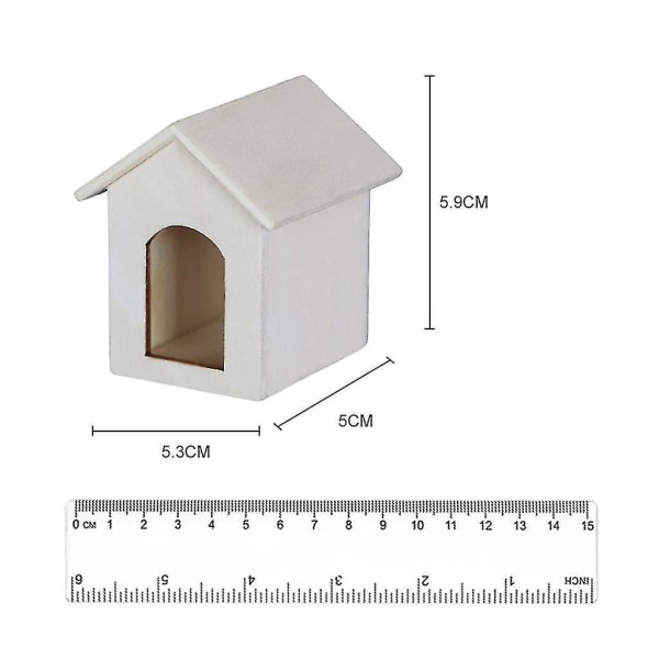 2x 1/12 dukkehus, tre hundehus, simuleringsmodell for babydukke