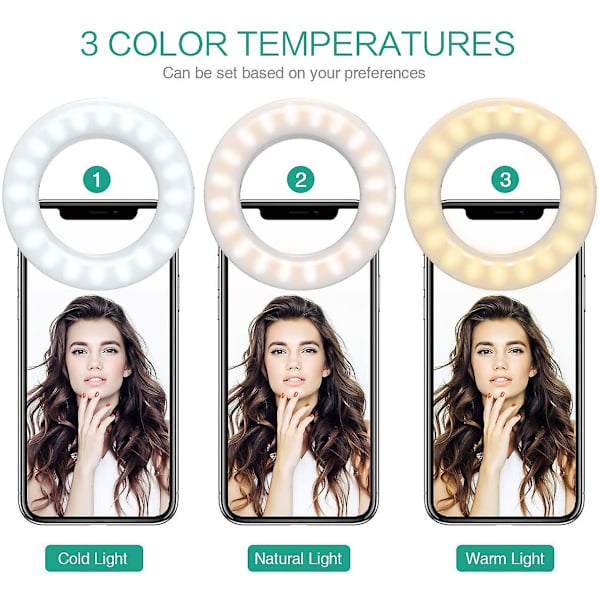 Selfie Light Led Ring Light Selfie Smartphone Auxiliary Light Mobiltelefon Light White 2Pcs