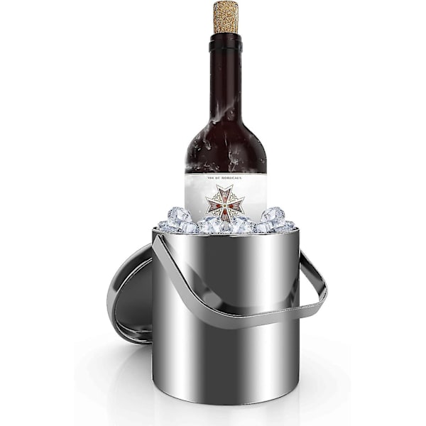 304 Stainless Steel Double-layer Ice Bucket 2.8L flat mouth