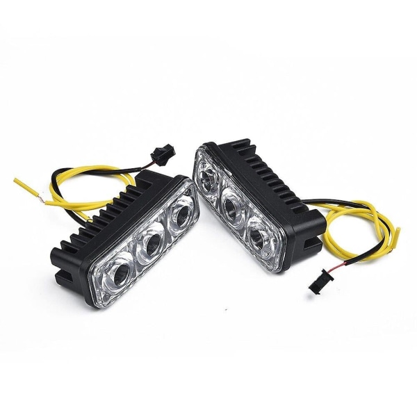 2Pcs 3 LED White DRL Amber Turn Signal Car Daytime Running Light Front Fog Lamp