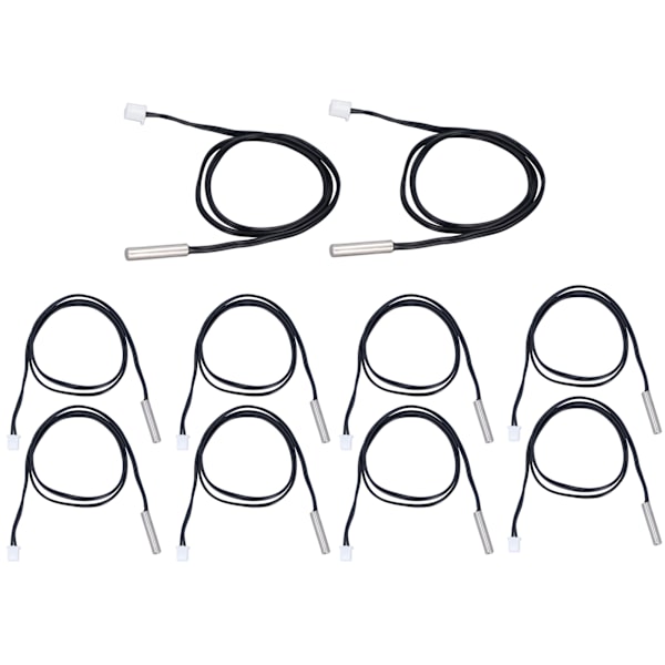 10 stk. Temperatursensorprobe NTC Termistor Temp Transduser 5x25mm Sylindrisk Hode 500mm10K B3435