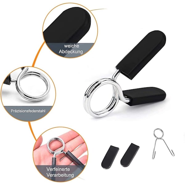 Set 4 tangon kiinnitysjousipidikettä löystymistä estävä solki käsipainotarvike, musta30mm