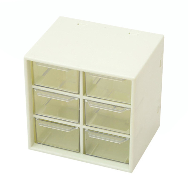 6/9 Grid Desktop Opbevaringsboks Smykkeskuffe Støvtæt Pearl Beads Organizer White Six Grid