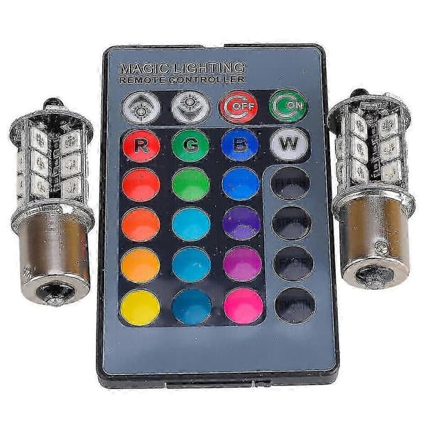 2x 1156 BA15S LED-lamper for DRL tåkelys RGB 27SMD P21W