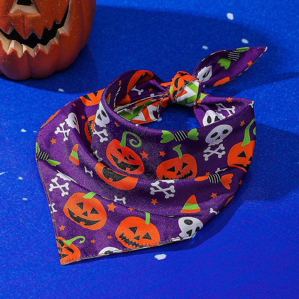 2 Pack Halloween Bandana koirille, Triangle Bibs lemmikkihuivi koirille A A