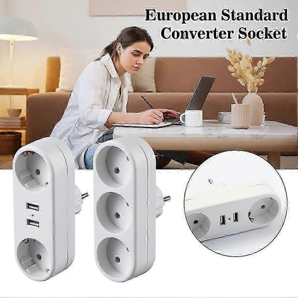 【BQ】EU Grounded Wall Socket Adapter Plug Extension Cord Outlet Converter 3500W B21U