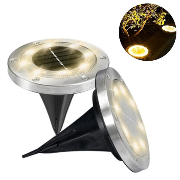 4 stk Solar Ground Lights, 8 Led Outdoor Solar Disk Lights, vandtæt