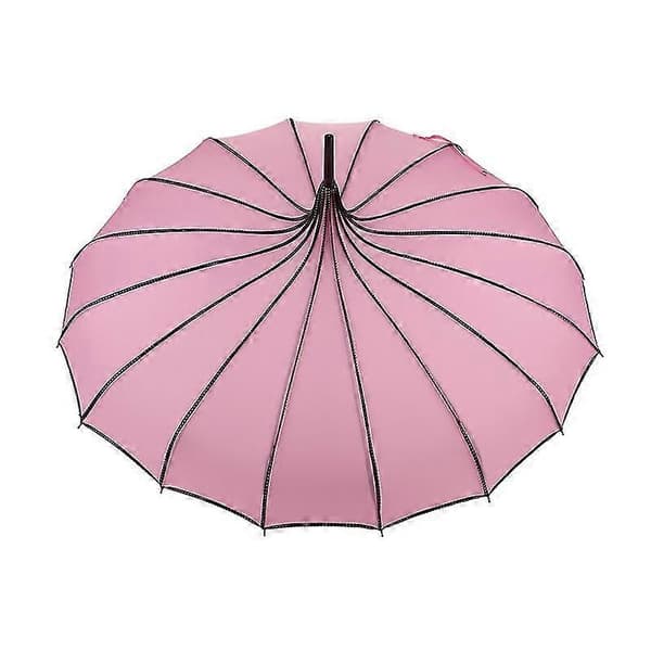 【BQ】Vintage Pagode Paraply - Sol & Regn UV-beskyttelse til Bryllupsbegivenheder Pink