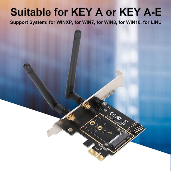 PCI-E - M.2 WiFi-sovitin - Avain A/E - Verkon laajennus