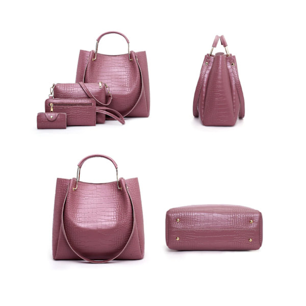 Luksus Pu Læder Alligator Håndtasker Dame Tasker Set Designer (lilla)