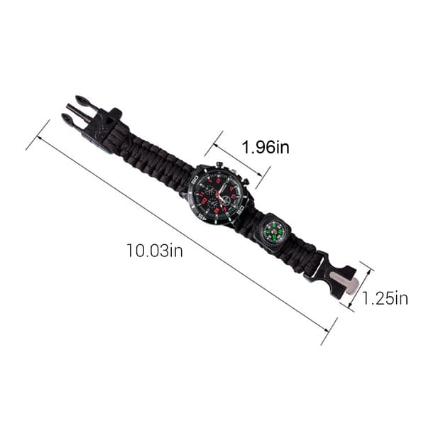 Overlevelses Camping Ur Multifunktionelt Armbånd Kompas Fløjte Paracord Værktøjssæt