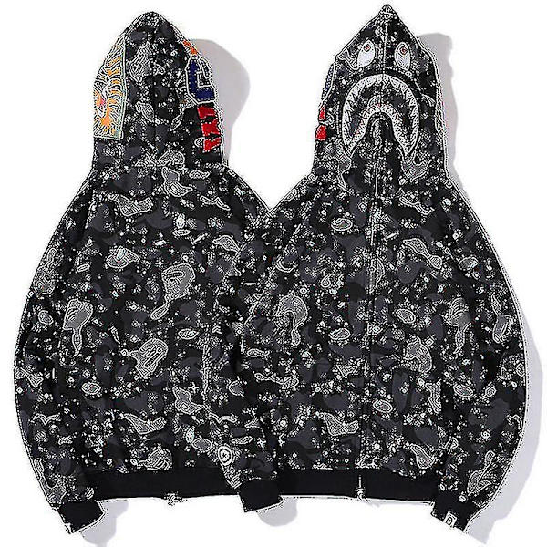 Den nya Luvtröja för herr Camo Loose Zipper Jacka Sweatershirt För Herr Pojke Starry Sky Starry Sky M