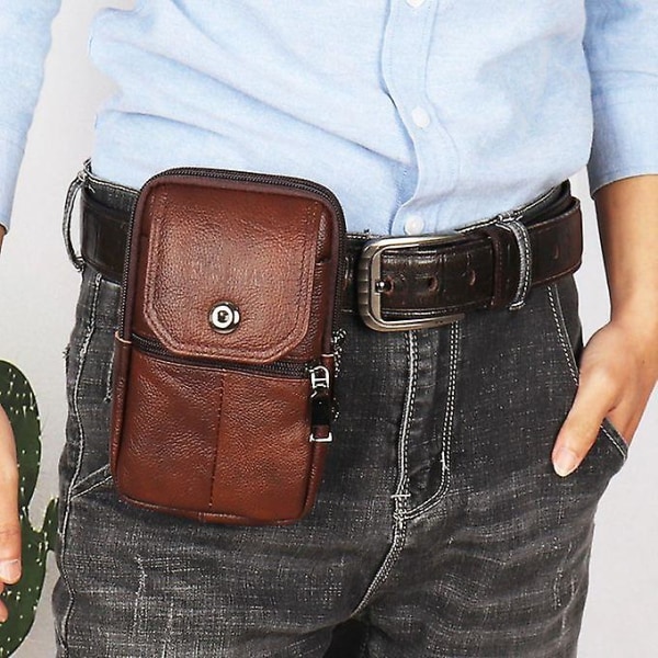 Mobiltelefontaske i læder til mænd Multifunktionel Messenger Bag