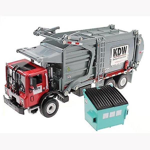 Hhcx-alloy Diecast Barreled Garbage Carrier Truck 1:24 Waste Material Transporter Vehicle Model Hobby Toys For Kids Christmas Gift red