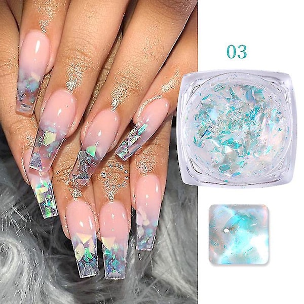 Manicure Ice Platinum Powder Irregular Fairy Aurora Ice Platinum Powder Goblin Pupil Boxed Nail Sequins shape -1