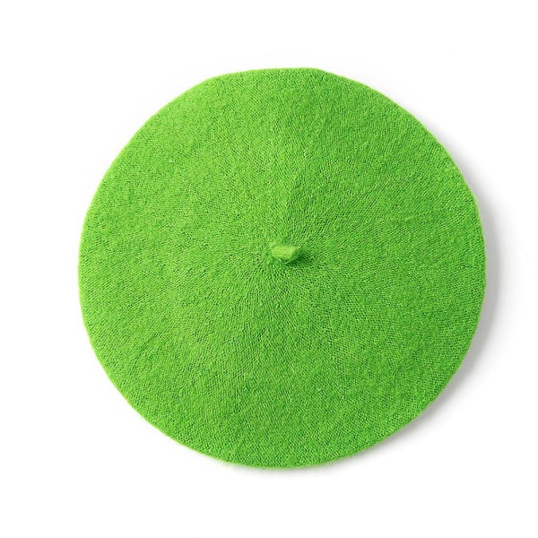 Naiset Villabaretit ranskalainen taiteilijatyyli lämmin talvibarettihattu Retro yksivärinen pipo yksivärinen elegantti nainen kaikki syyslakit Fluorescent green