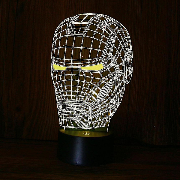 Hhcx-iron Man Mask 3d Led Natlampe Børne Soveværelse Bordlampe
