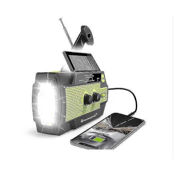 Nødradio, 4000 mah vejrradioer med håndsving &amp; Solopladning, 3 Gear Led Lommelygte, Sos Alarm, Portable Power Bank, am/fm/noaa, Motion Se 4000mAh Red