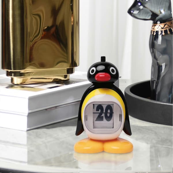 【BQ】Pingvin skrivebordskalender Dyredekorasjon Trykkende evighetskalenderpynt Retro til bursdag Stue Hjem