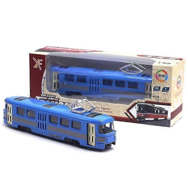 【BQ】Classic Train Tram Diecast Pull Back Model With Led Music Developing Children's Toy color color 1