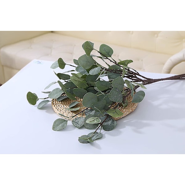 Kunstig Eucalyptus Garland Lange Sølv Dollar Blade Løvplanter