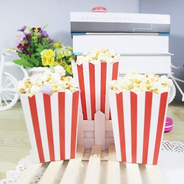50 kpl Popcorn-pussit, pienet Popcorn-laatikot Raidallinen Paperi Popcorn-laatikot Pahvi karkkisäiliö juhliin, makeisiin, lapsille