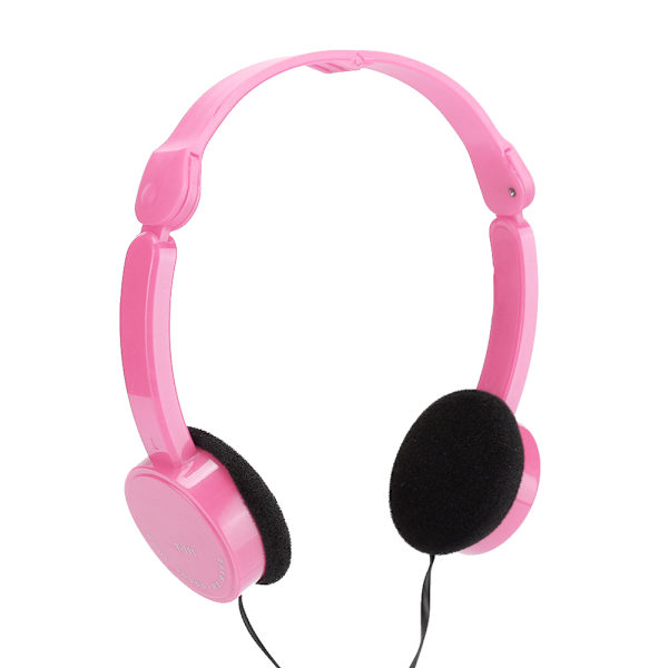 Foldbart kablet stereo headset med mikrofon til børn Smartphone Tablet Pink
