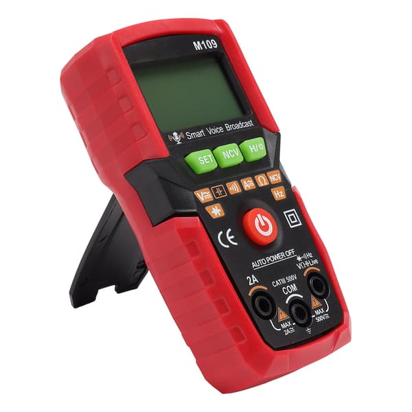 Digitalt Multimeter Stemmeudsendelse Lommelygte Baggrundsbelyst Skærm Auto Bærbar NCV DC AC Voltmeter Amperemeter Rød