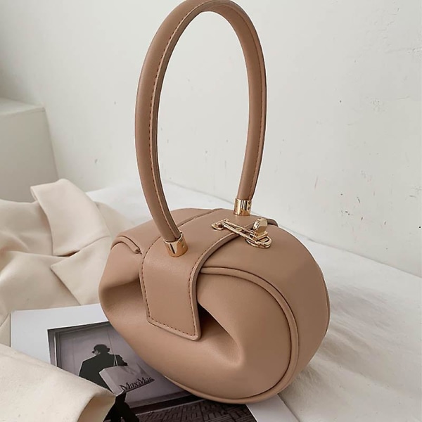 A Main Lyx Designer Handväska Kvinnor Liten Rund Design Läder Handväska För Kvinnor 2023 Mode Bowling Bag Handväska Kopplingar Khaki Handväska Khaki Handbag