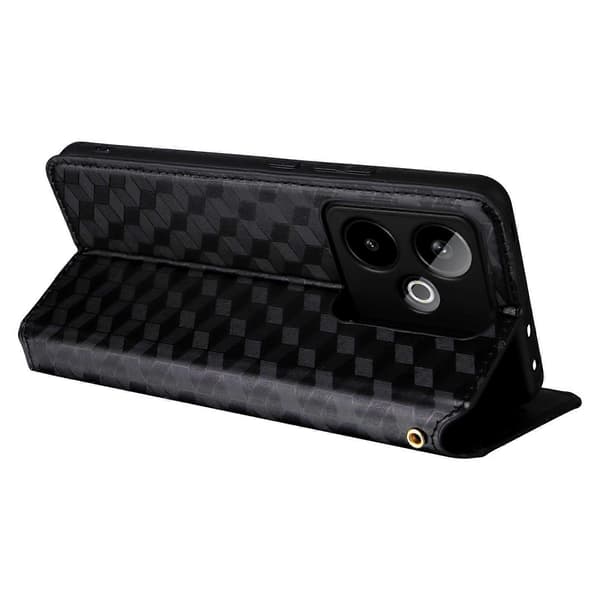 【BQ】For Realme GT 7 5G Case Wallet Diamond Embossed Leather Phone Case Black