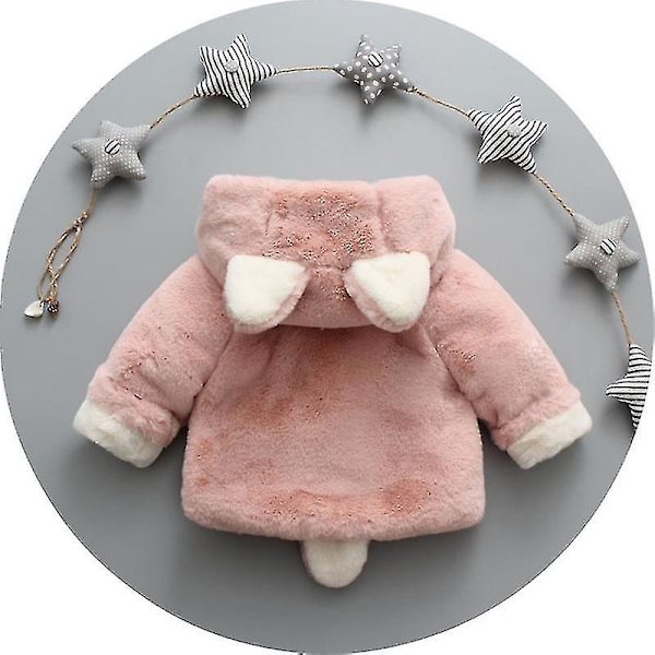 Hhcx-kids pige dreng vinter varm fleece hætte frakke imiteret pels jakke overtøj Pink 6-12 Months