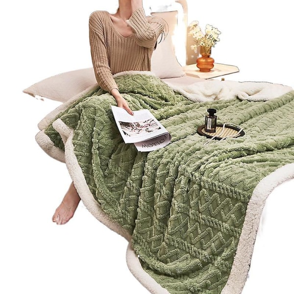 Höst och vinter Mjölk Sammet Taft Filt Filt Tupplur Förtjockad Varm Enfärgad Dubbelsidig Fleece Filt Present milk white 150x200cm