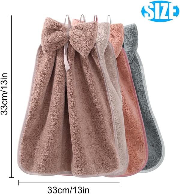 4-pak bueformede hængende håndklæder til aftørring af hænder, mikrofiber koralfleece-håndklæder