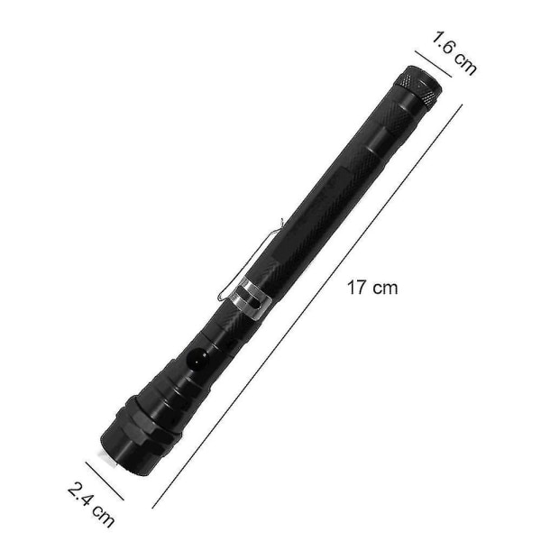 Bärbar led teleskopisk utdragbar ficklampa Magnethuvud Pick Up Tool Flash