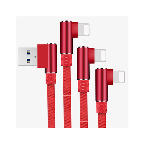 3-pack 90 graders USB -dataladdare snabbkabel för iPhone (1M-2M-3M)