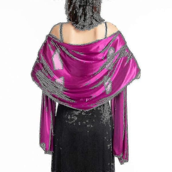 Satinsjalar för kvällsfest och bröllopsjal Purple