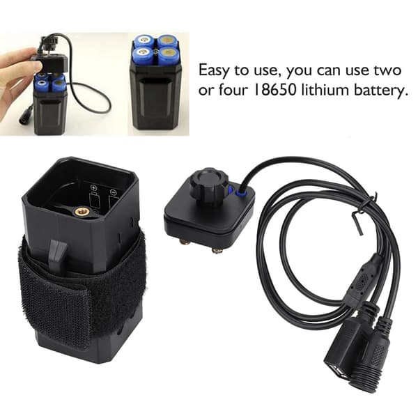18650 Vandtæt Batteritaske USB DC Dobbelt Interface til Cykellys