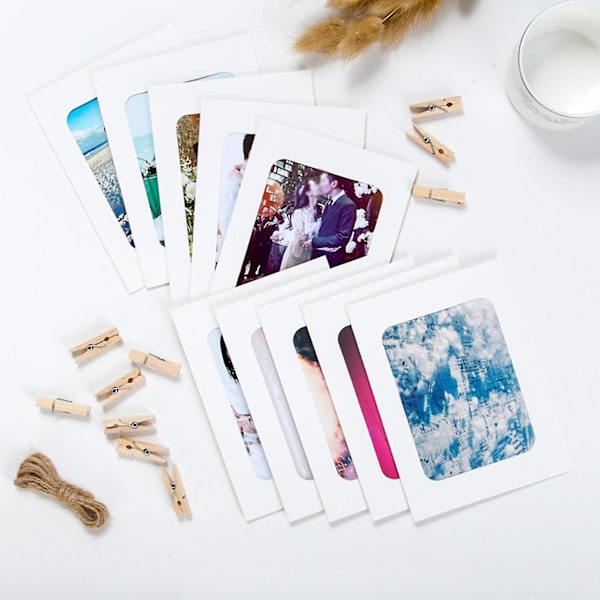 1 Set Hanging Photo Frames Adjustable Hanging Rope Dust-proof Paper Diy Photo Collage Frames Home Decoration Kraft Paper