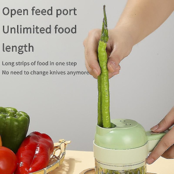 Håndholdt elektrisk grøntsagskæresæt Multifunktionelt holdbart chili grøntsagsknuser Ingefærmosermaskine Køkkenværktøj