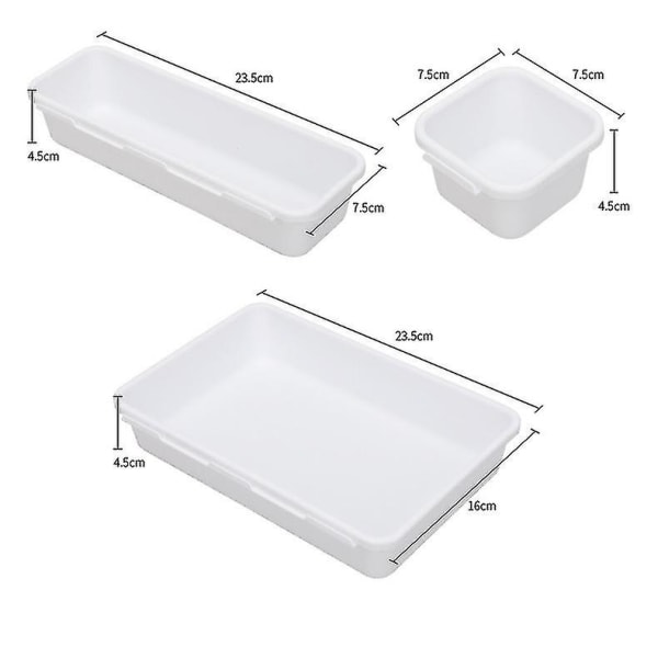 8 stk. Plastskuffebeholdere Skuffe Bestikbeslag Husholdningsbord Diverse skuffeopbevaringsboks Gray