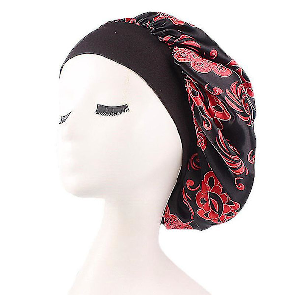 Lady Muslim Hijab Hattar Chemo Kepsar Huvudsjal Turban Wrap Huvudbonader Black and Red