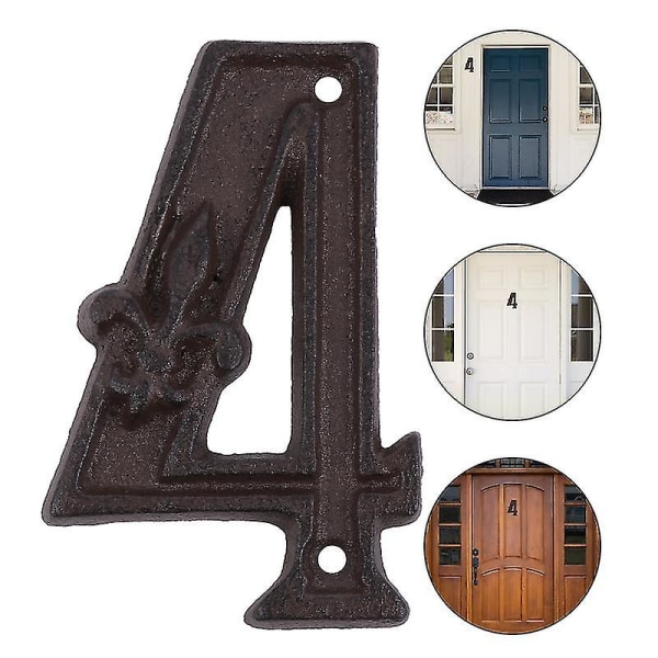 Dekorative dørnummer i støpejern Metallnummer Gjør-det-selv-døradresse nummer 4