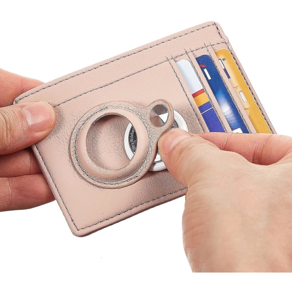 Ultra Slim Enkel Front Pocket Plånbok Med Intern AirTag Sleeve Rosa Pink
