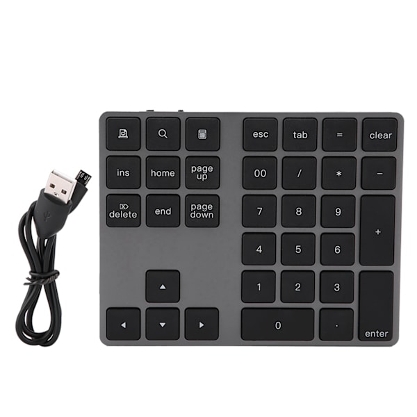 Trådløst Bluetooth Numerisk Tastatur til Apple PC - Sort 34 Taster