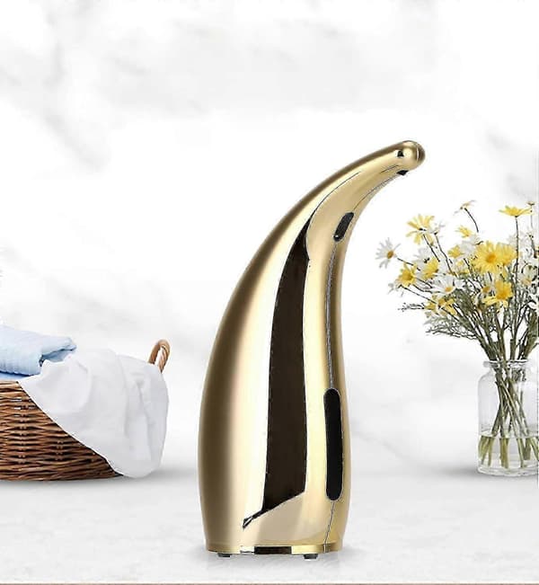 Sæbedispenser automatisk, berøringsfri flydende sæbedispenser, med infrarød bevægelsessensor, guld, 300 ml/11 oz - L