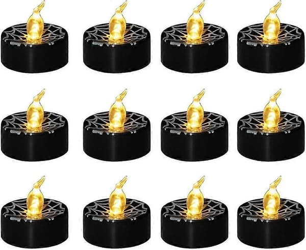 Mustat liekittömät LED-kynttilät 12 kpl