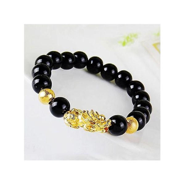 Feng Shui Sort Obsidian Wealth Armbånd