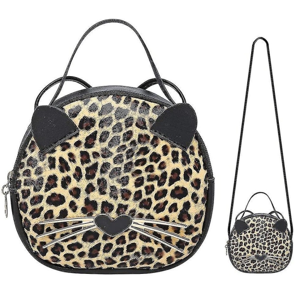 Cute Cat Purse Leopard Crossbody Bag Mini Shoulder Bag Handbags For Kids Women Teens Girls (brown)