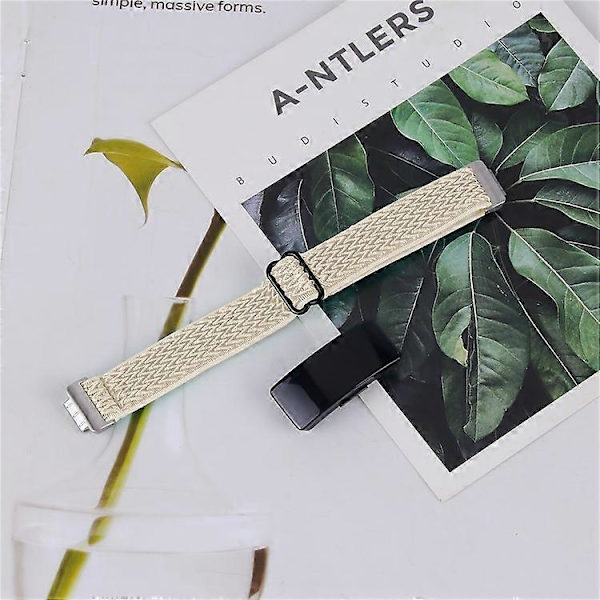 【BQ】Compatible Wave Pattern Woven Nylon Strap for Fitbit Inspire 3 - Replacement Band Apricot