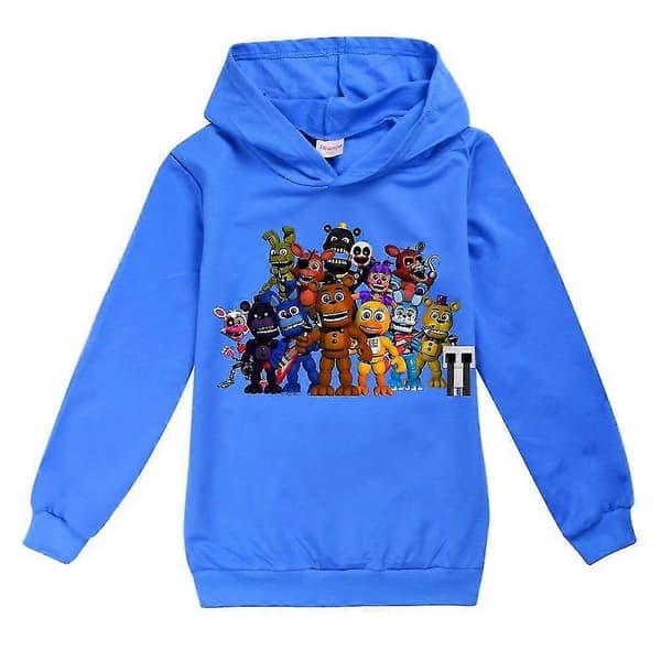 【BQ】Five Nights At Freddy's Barn Jenter Søt Hettegenser Langermet Løs Hettegenser Pullover Jumper Topper Høst Vinter-Perfekt Blå Blue 9-10Y